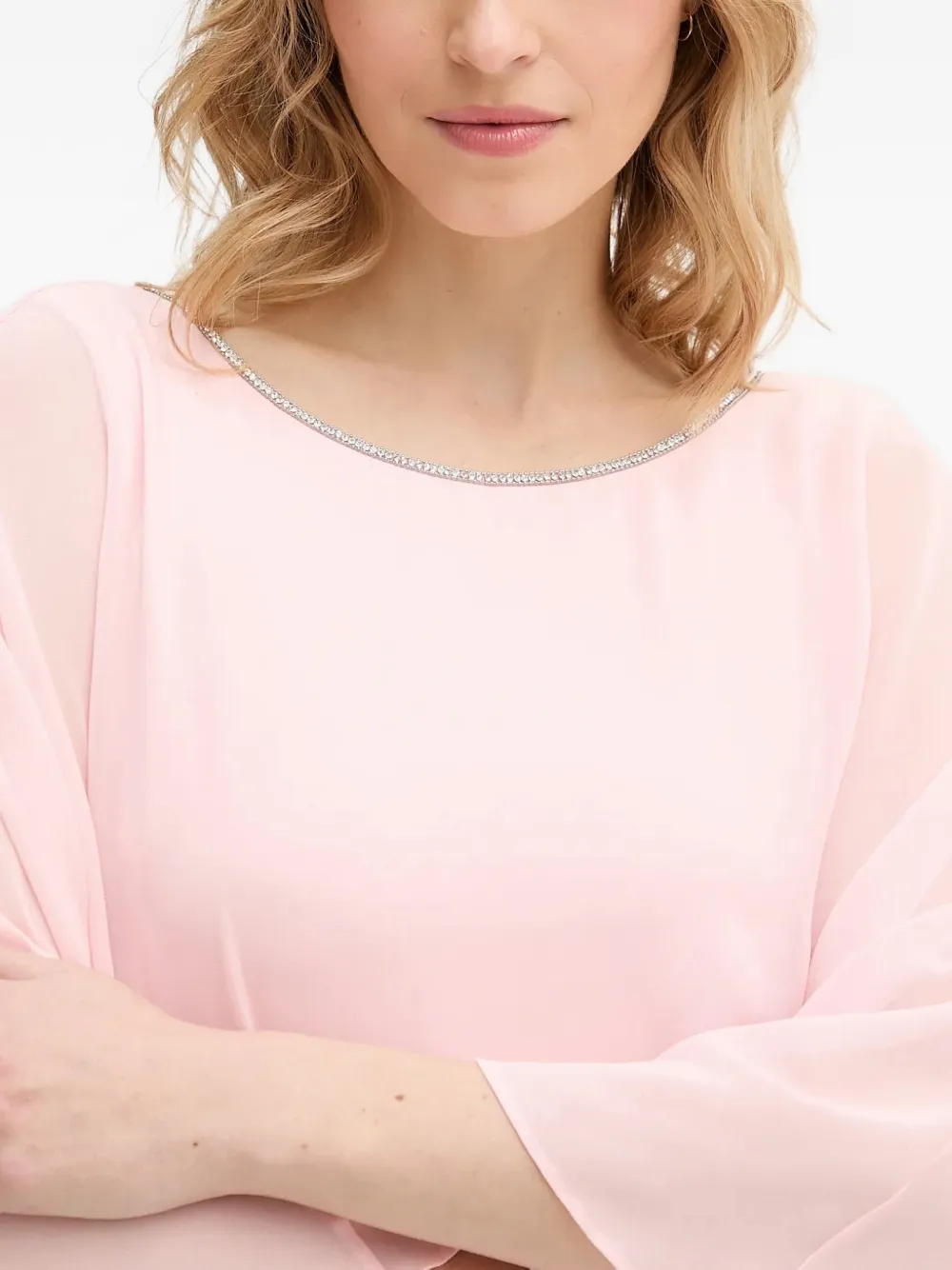 Joseph Ribkoff Geplooide midi-jurk met stras detail Roze