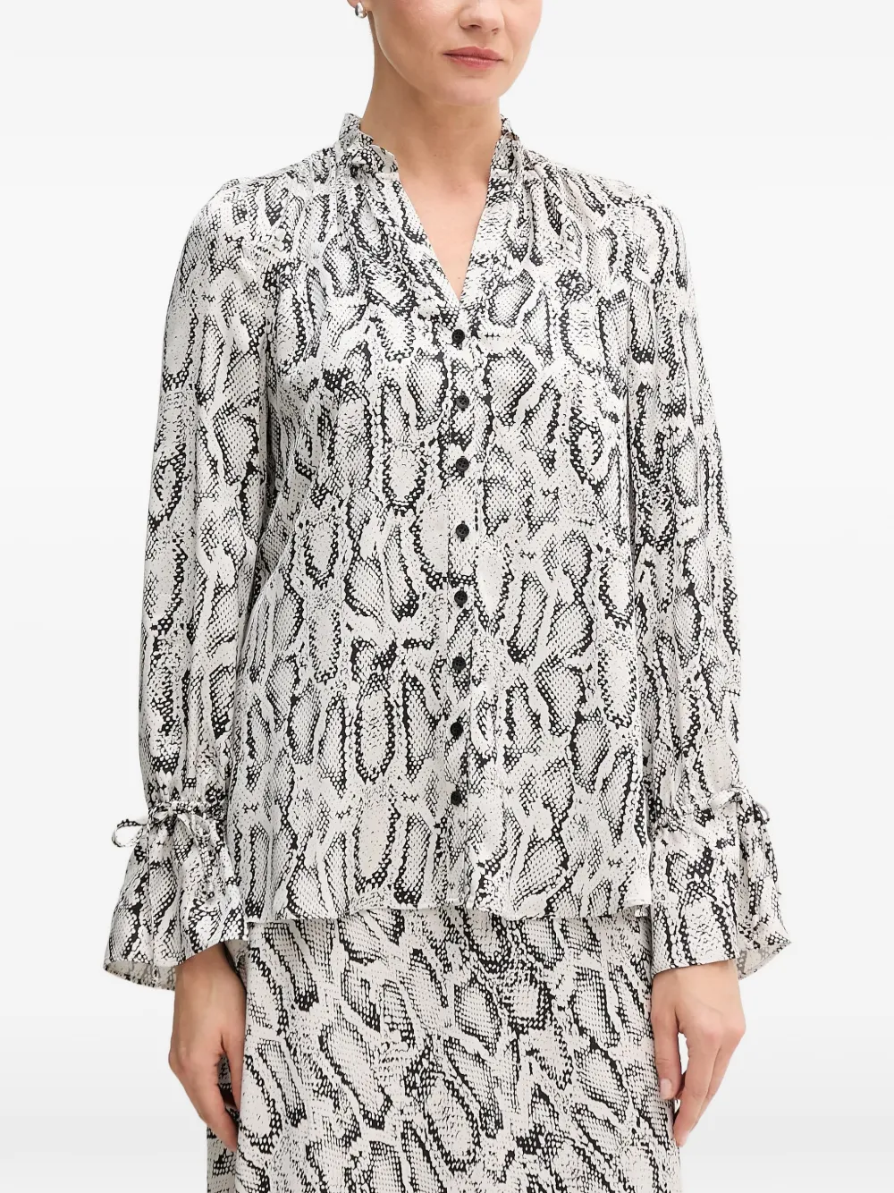 Marc Aurel ruffled snake-print shirt - Weiß