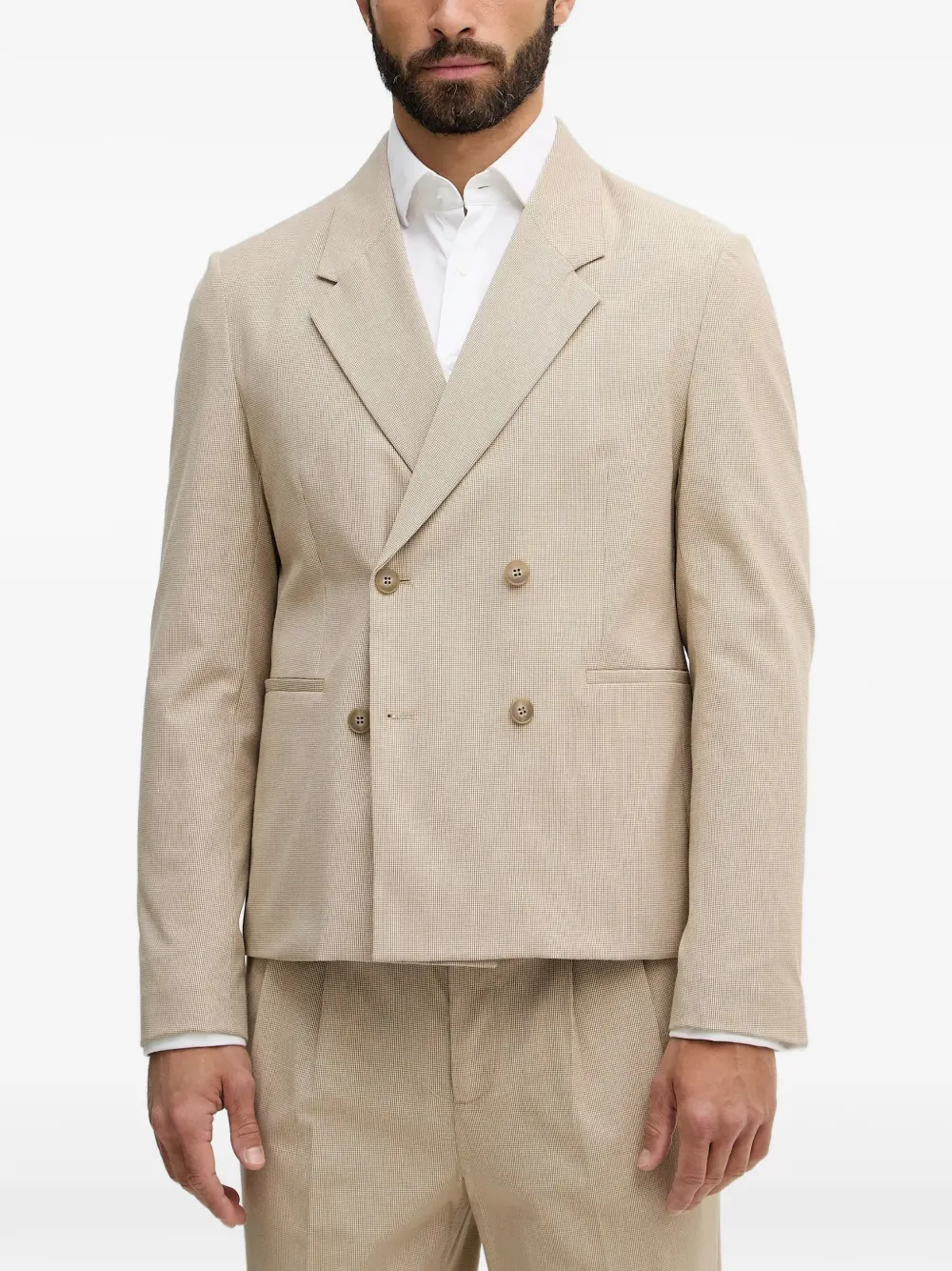 Lindberg double-breasted pleated suit - Toni neutri