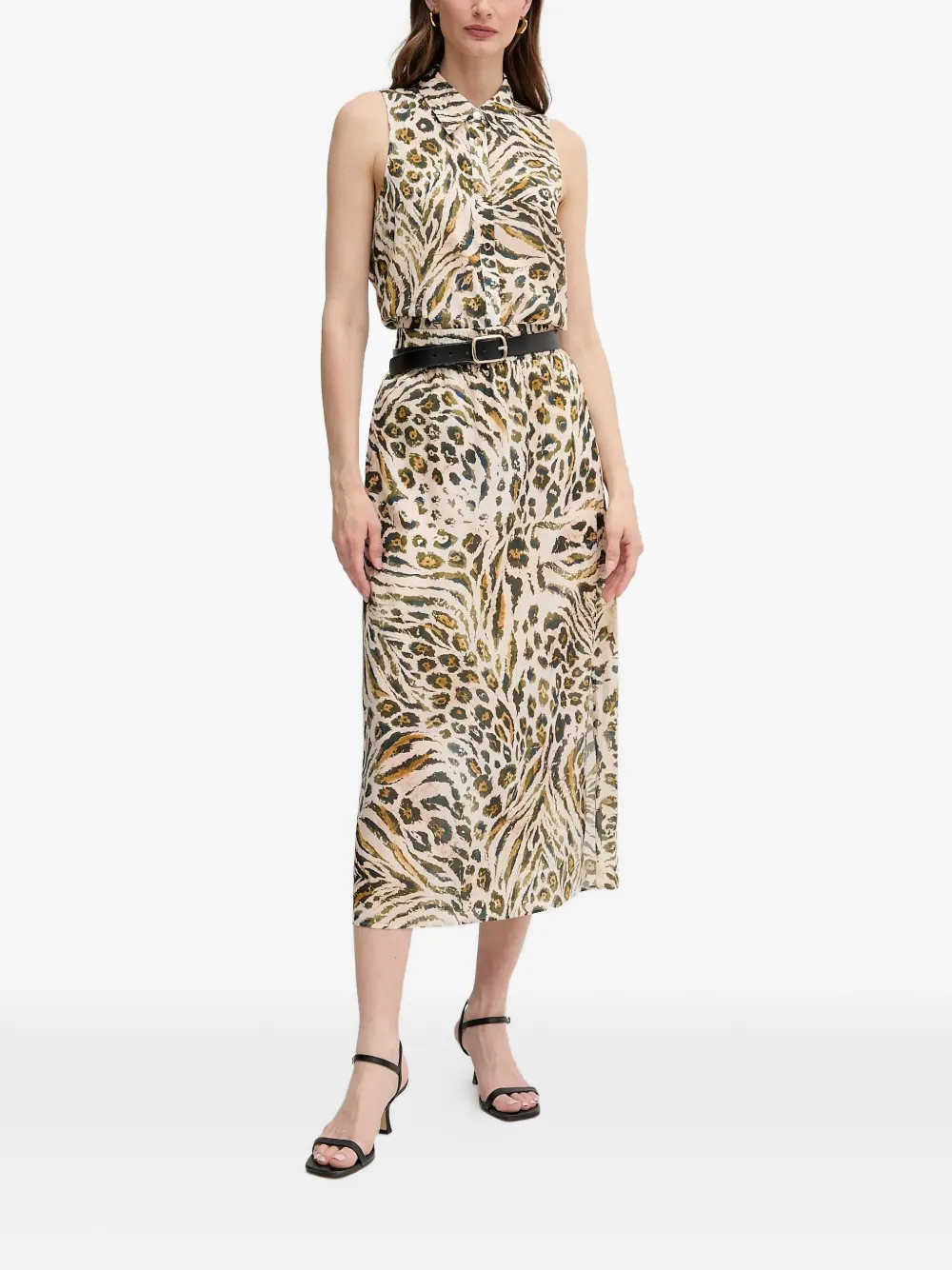 Marc Aurel Midi-rok met dierenprint Beige
