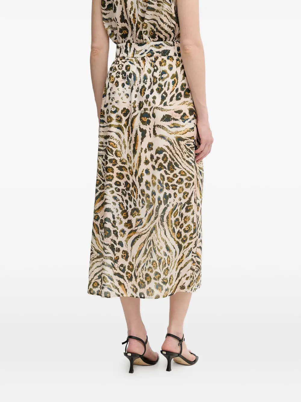 Marc Aurel Midi-rok met dierenprint Beige