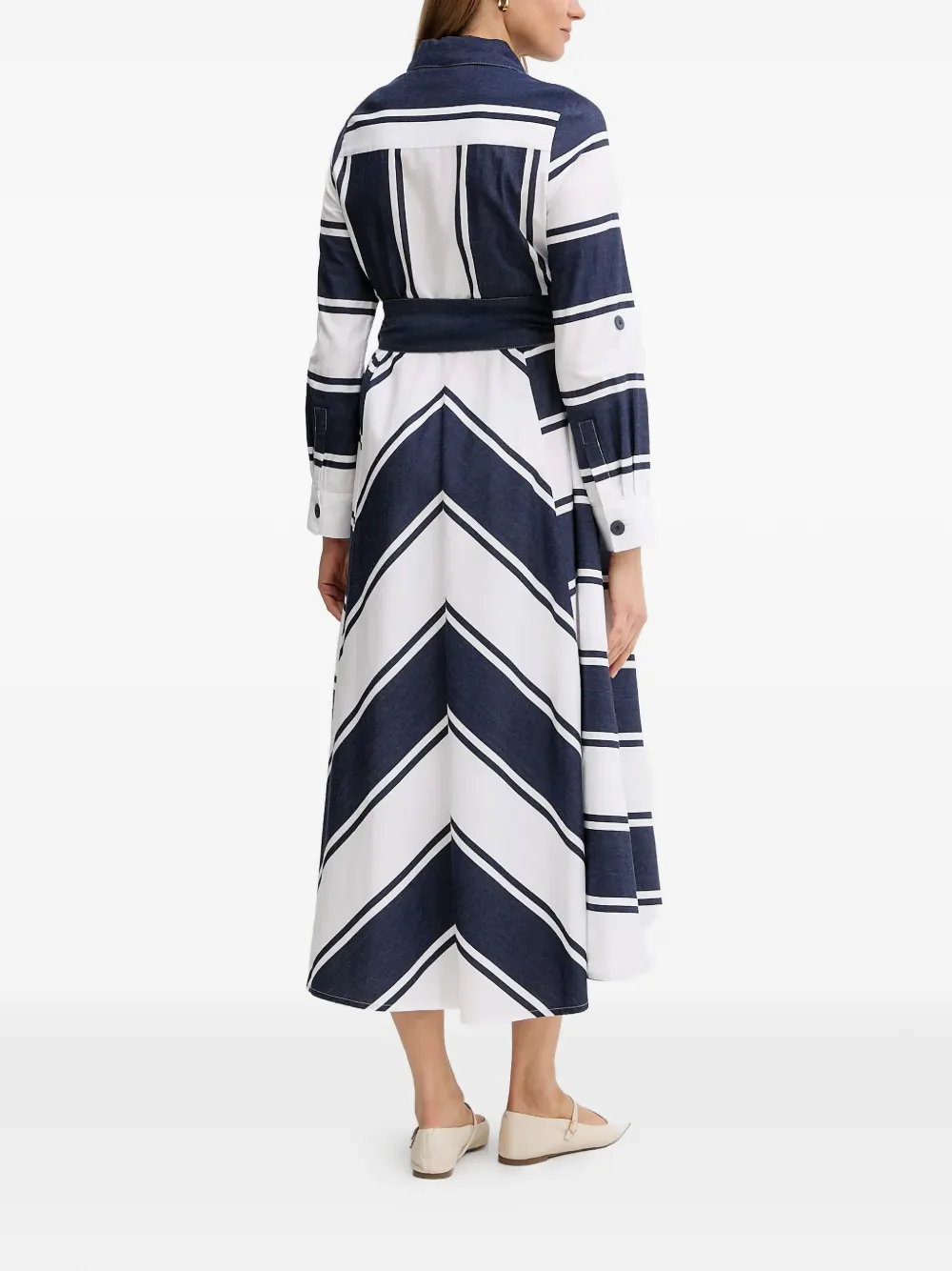  Joseph Ribkoff Striped Belted Midi Dress - Blue 