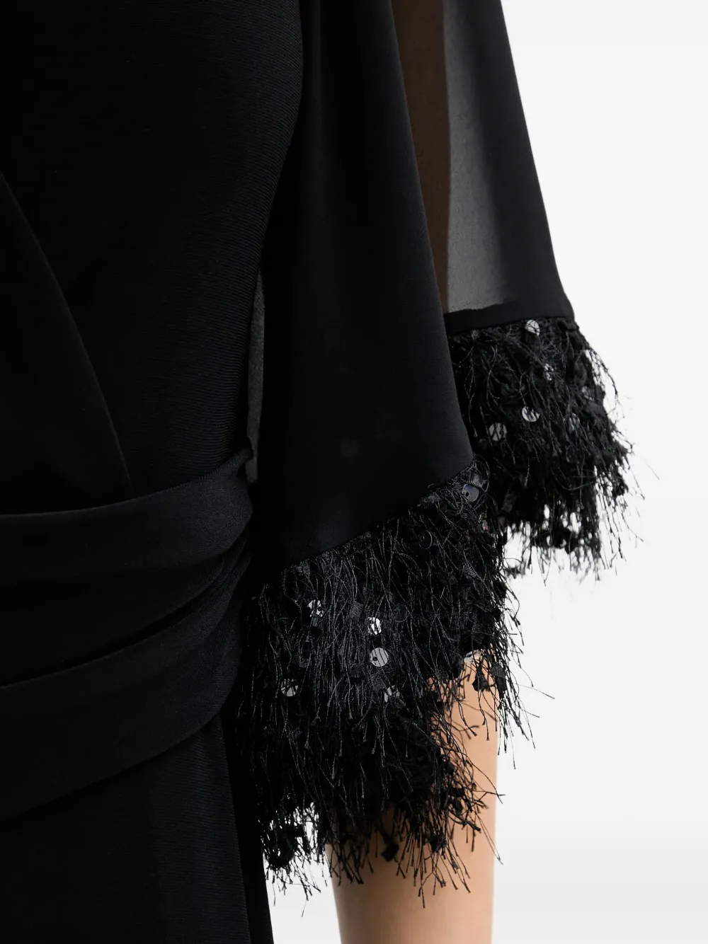 Joseph Ribkoff Jumpsuit met franje en V-hals Zwart