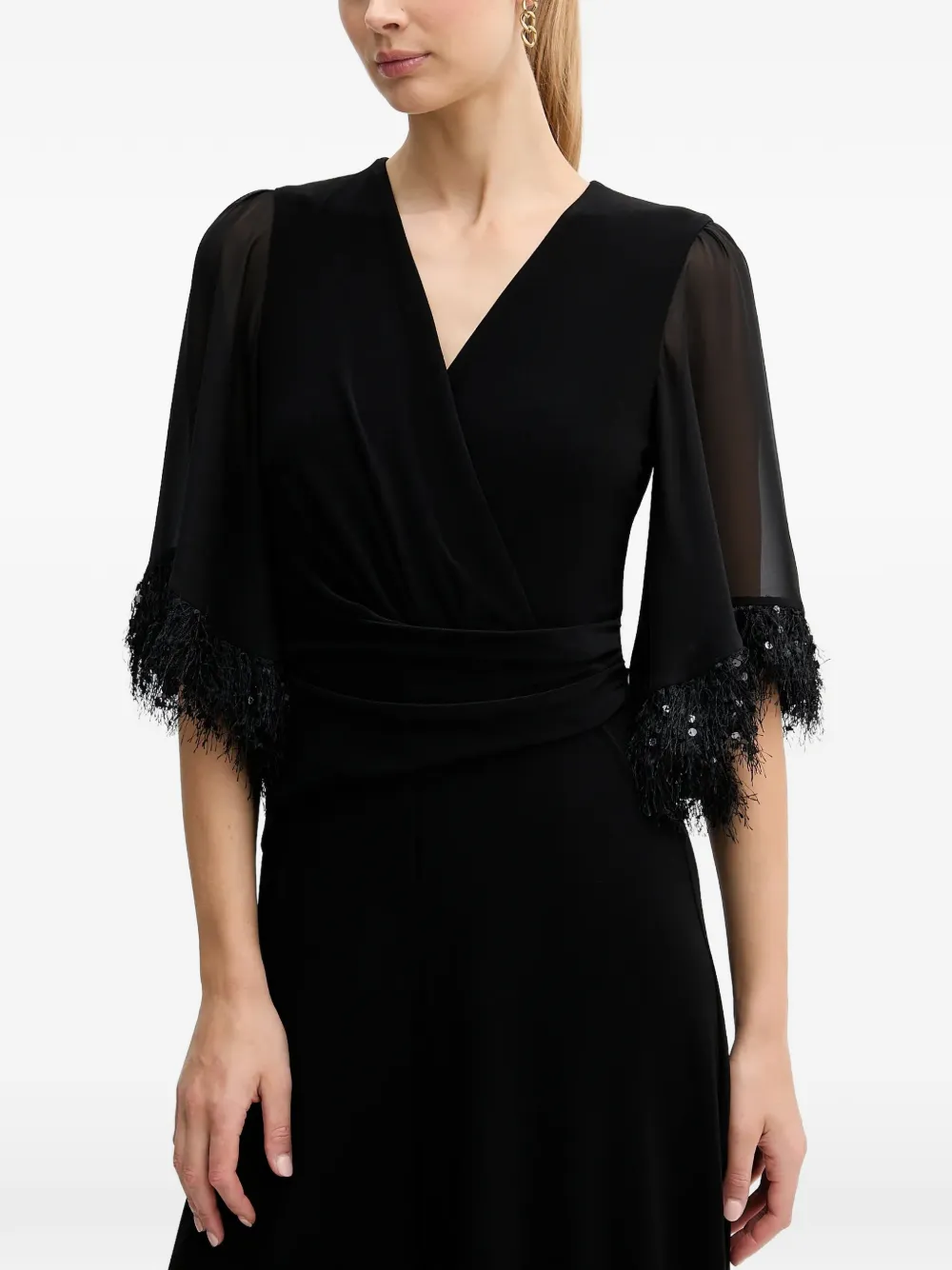 Joseph Ribkoff Jumpsuit met franje en V-hals Zwart