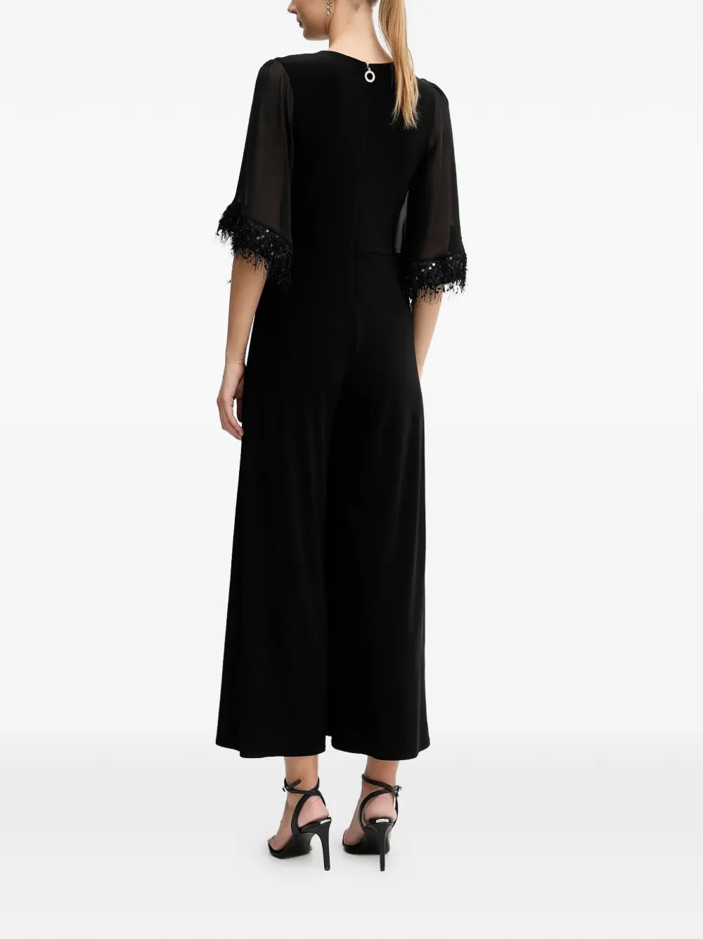  Joseph Ribkoff Fringed V-neck Jumpsuit - Black 