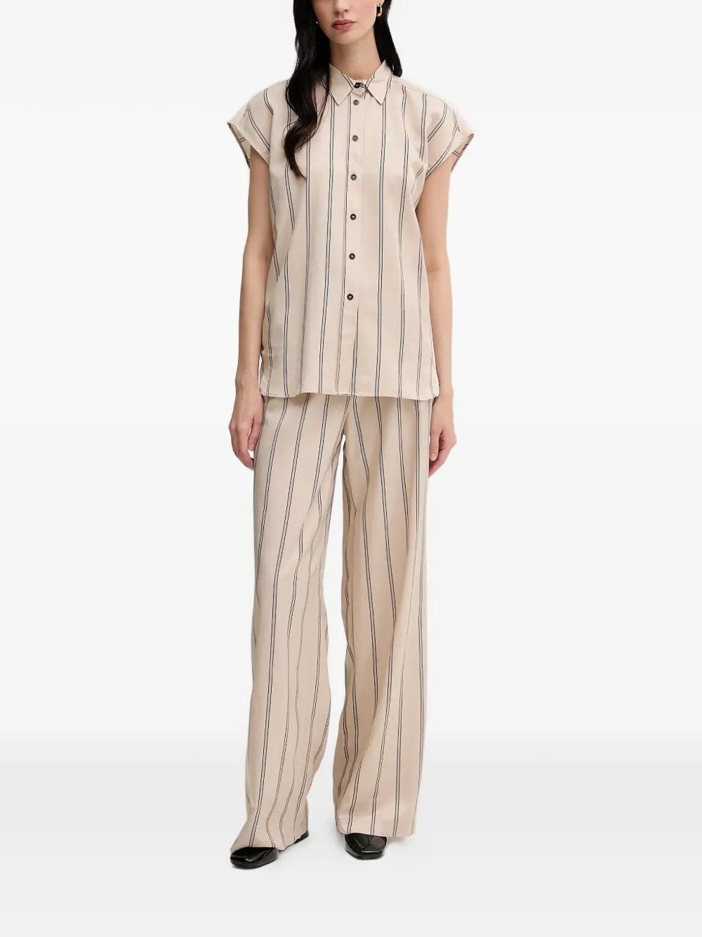  Marc Aurel Striped Buttoned Top - Neutrals 