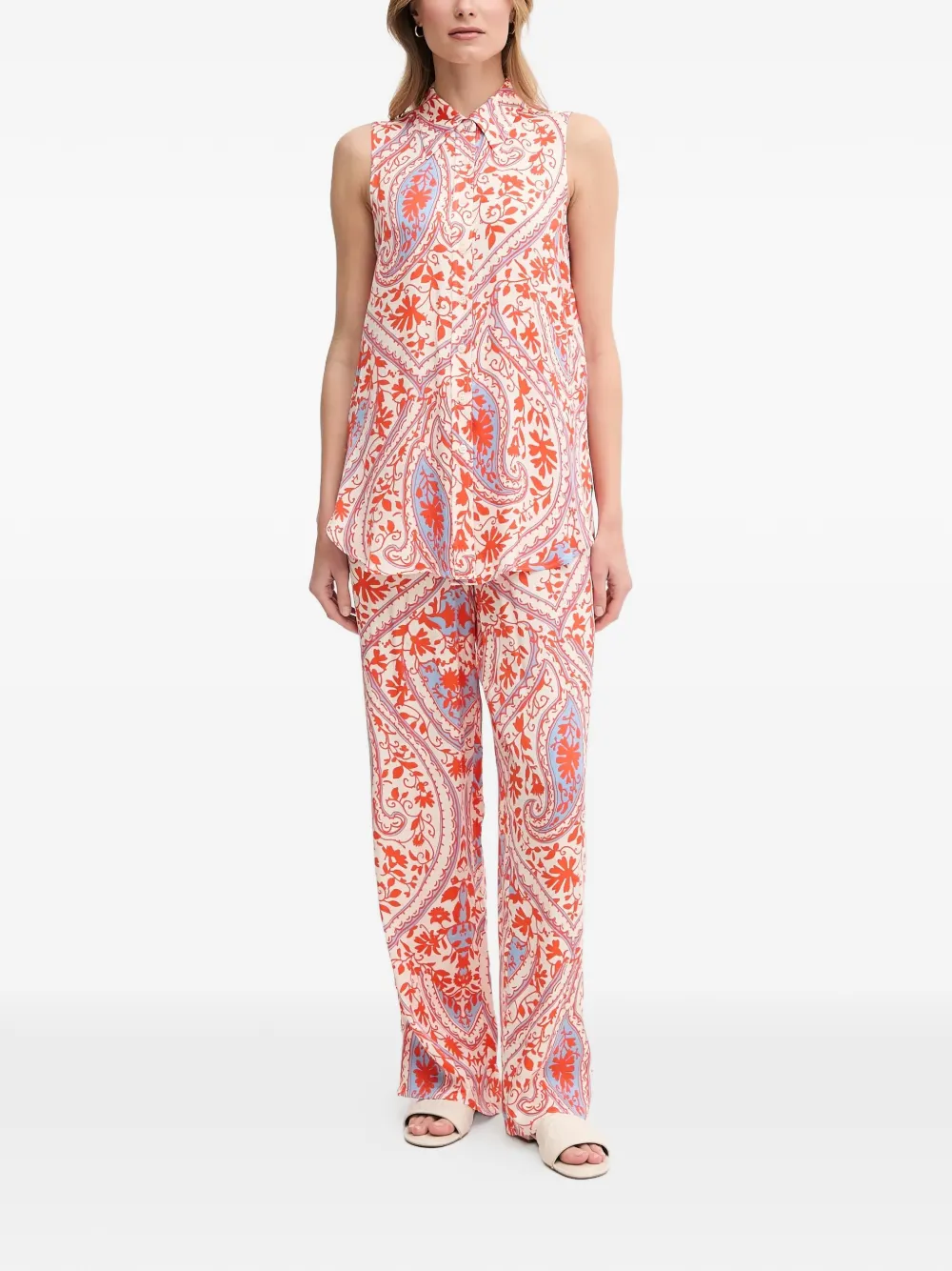  Marc Aurel Floral Print Drawstring Trousers - Orange 