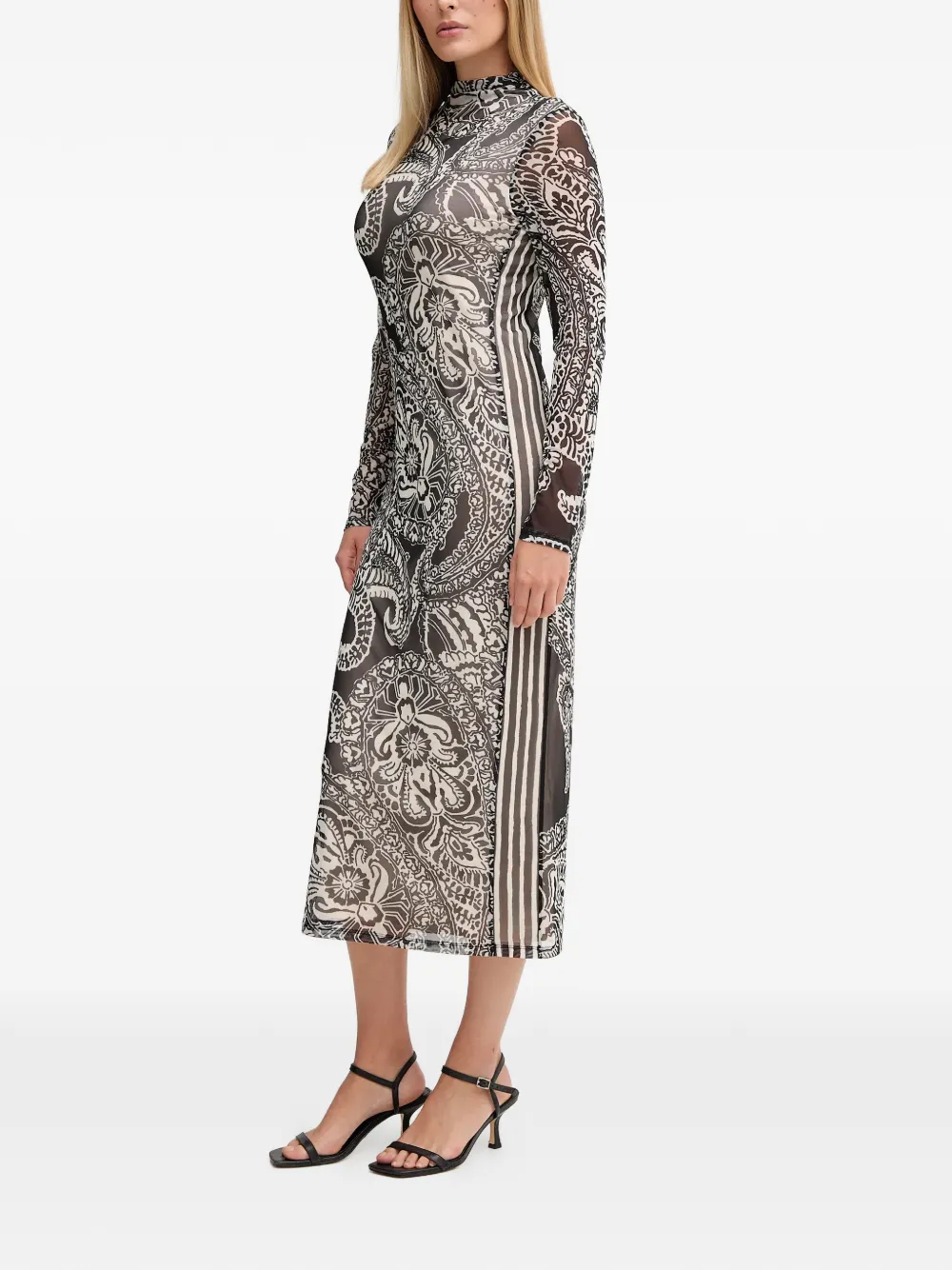  Marc Aurel Patterned Midi Dress - Black 