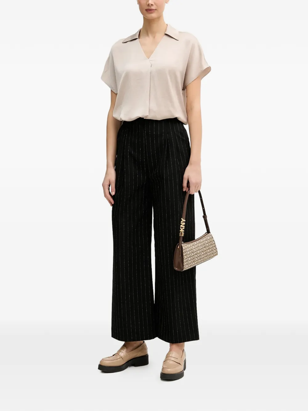  Joseph Ribkoff Collared V-neck Top - Neutrals 