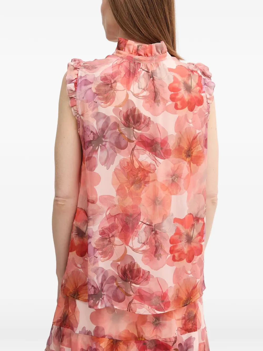  Marc Aurel Ruffled Floral Top - Pink 