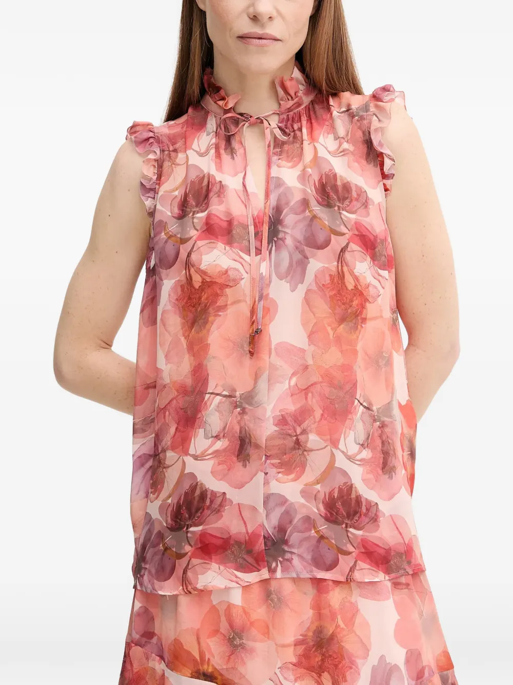 Marc Aurel ruffled floral top - Rosa