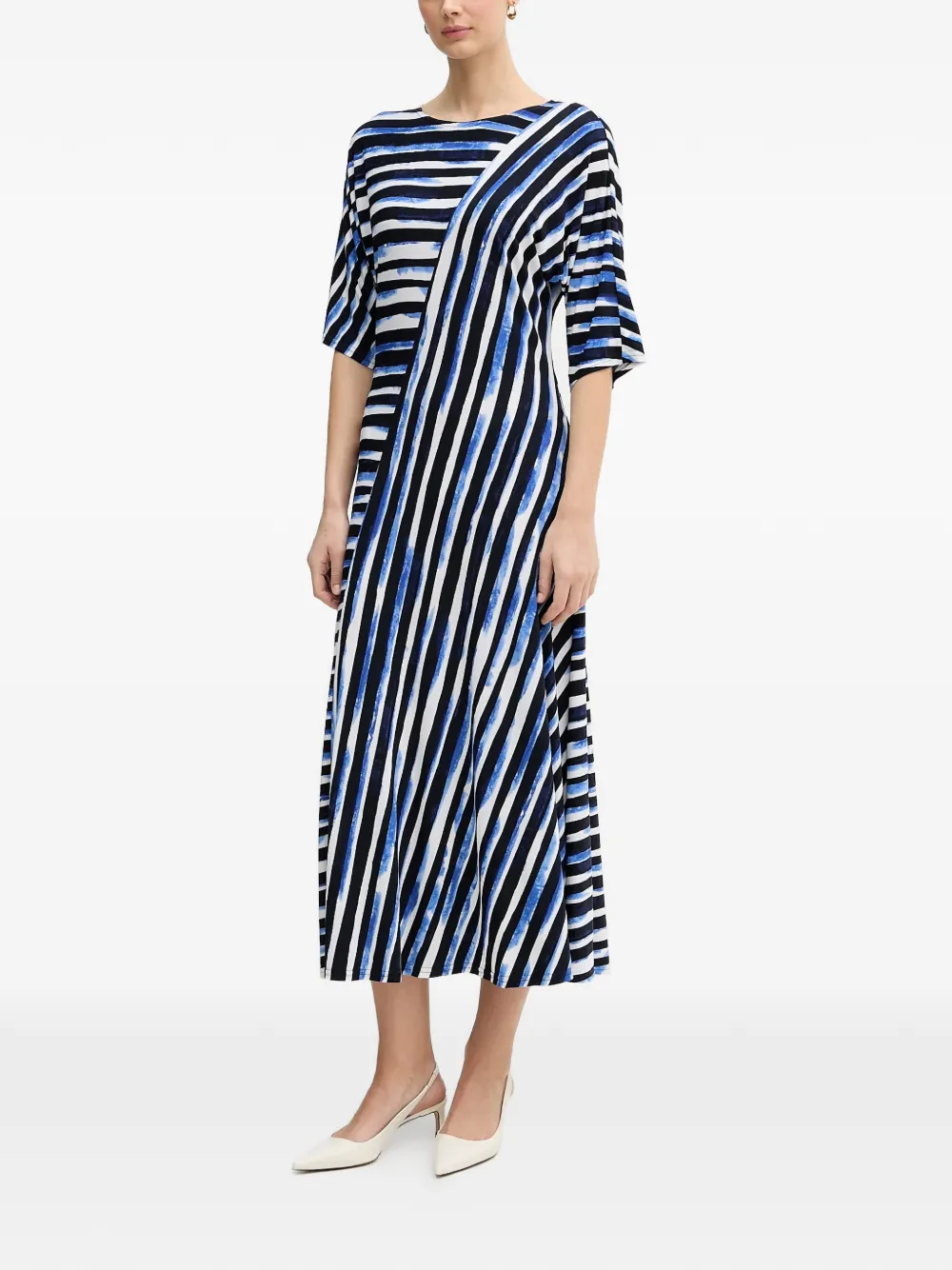  Joseph Ribkoff Striped Midi Dress - White 