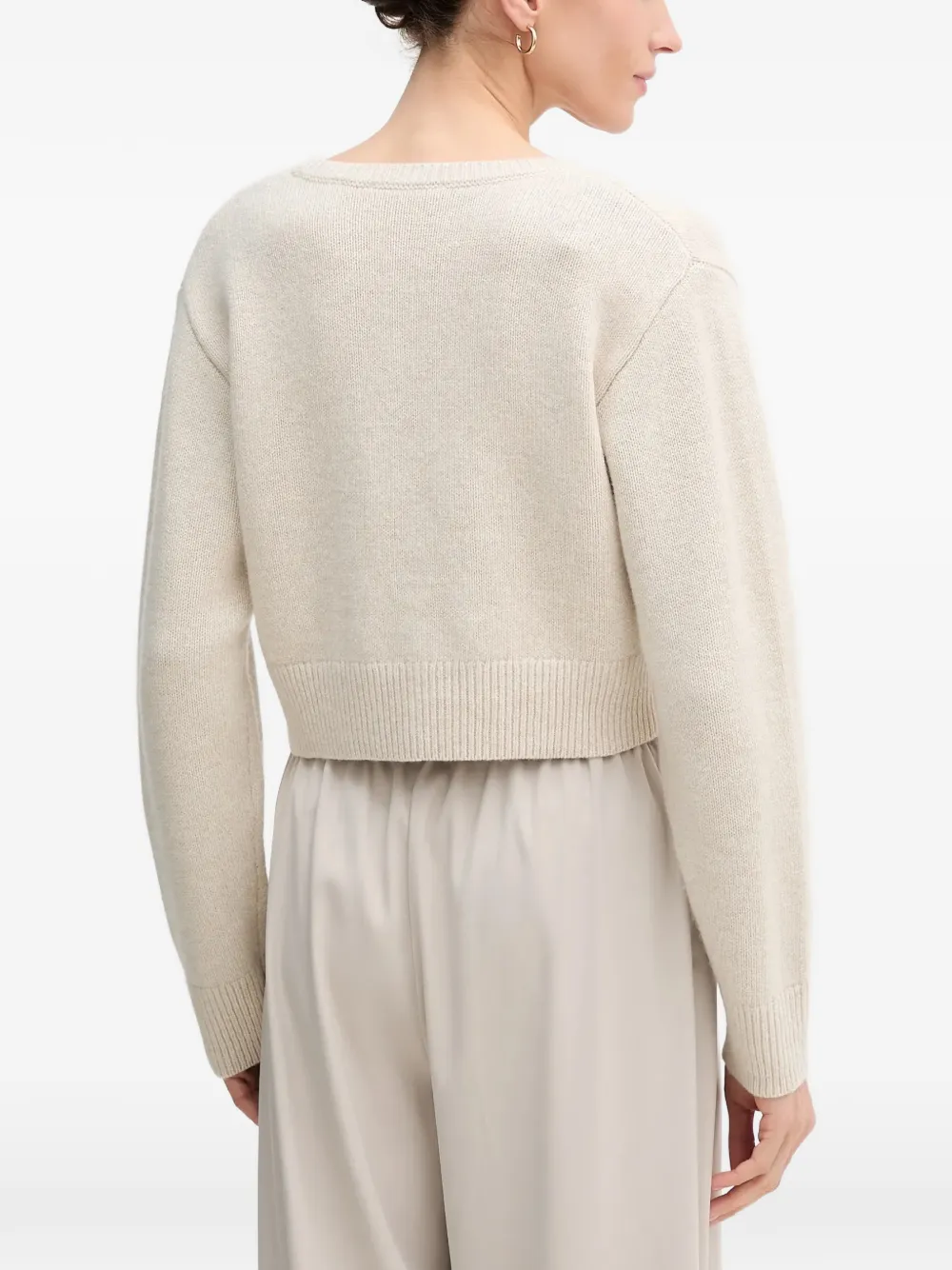  Oui V-neck Button Cardigan - Neutrals 