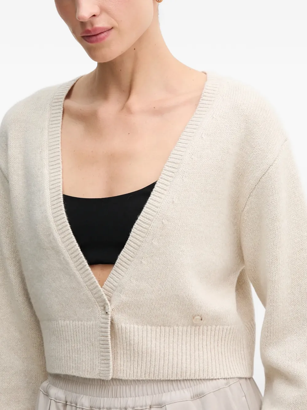 OUI Vest met V-hals Beige