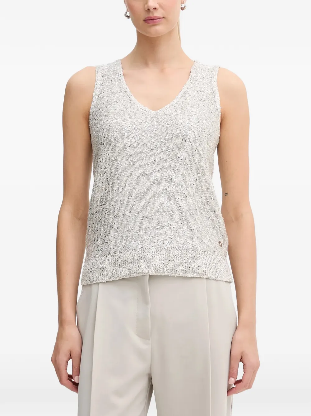 Joseph Ribkoff sequin v-neck top - Toni neutri