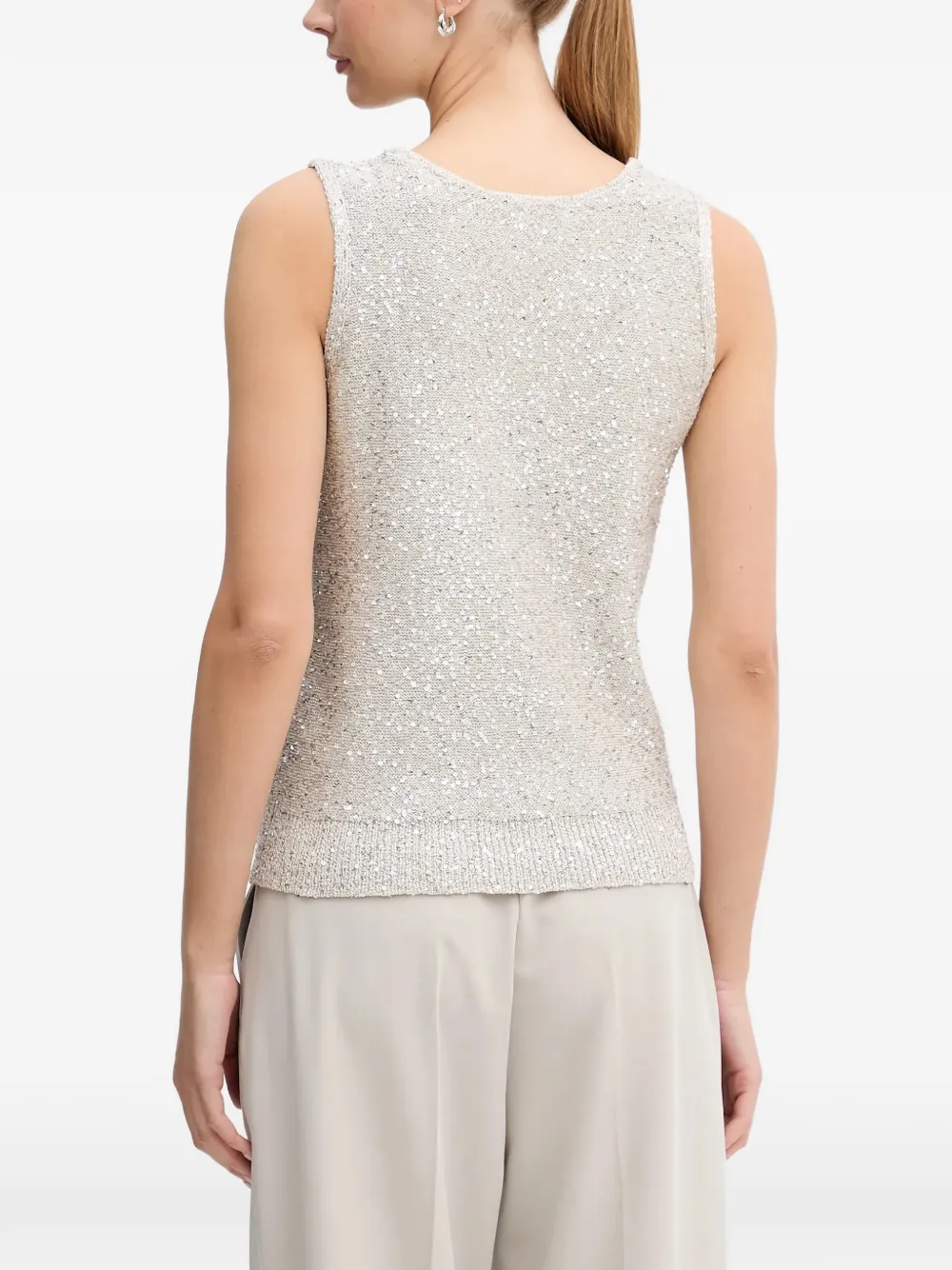 Joseph Ribkoff Top met V-hals en pailletten Beige