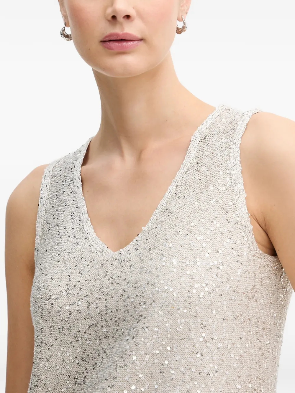Joseph Ribkoff Top met V-hals en pailletten Beige