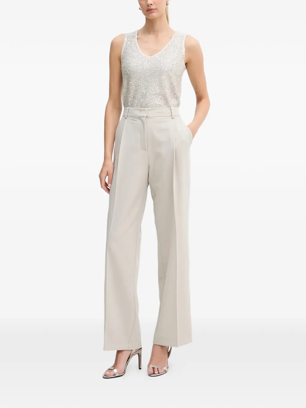 Joseph Ribkoff Top met V-hals en pailletten Beige