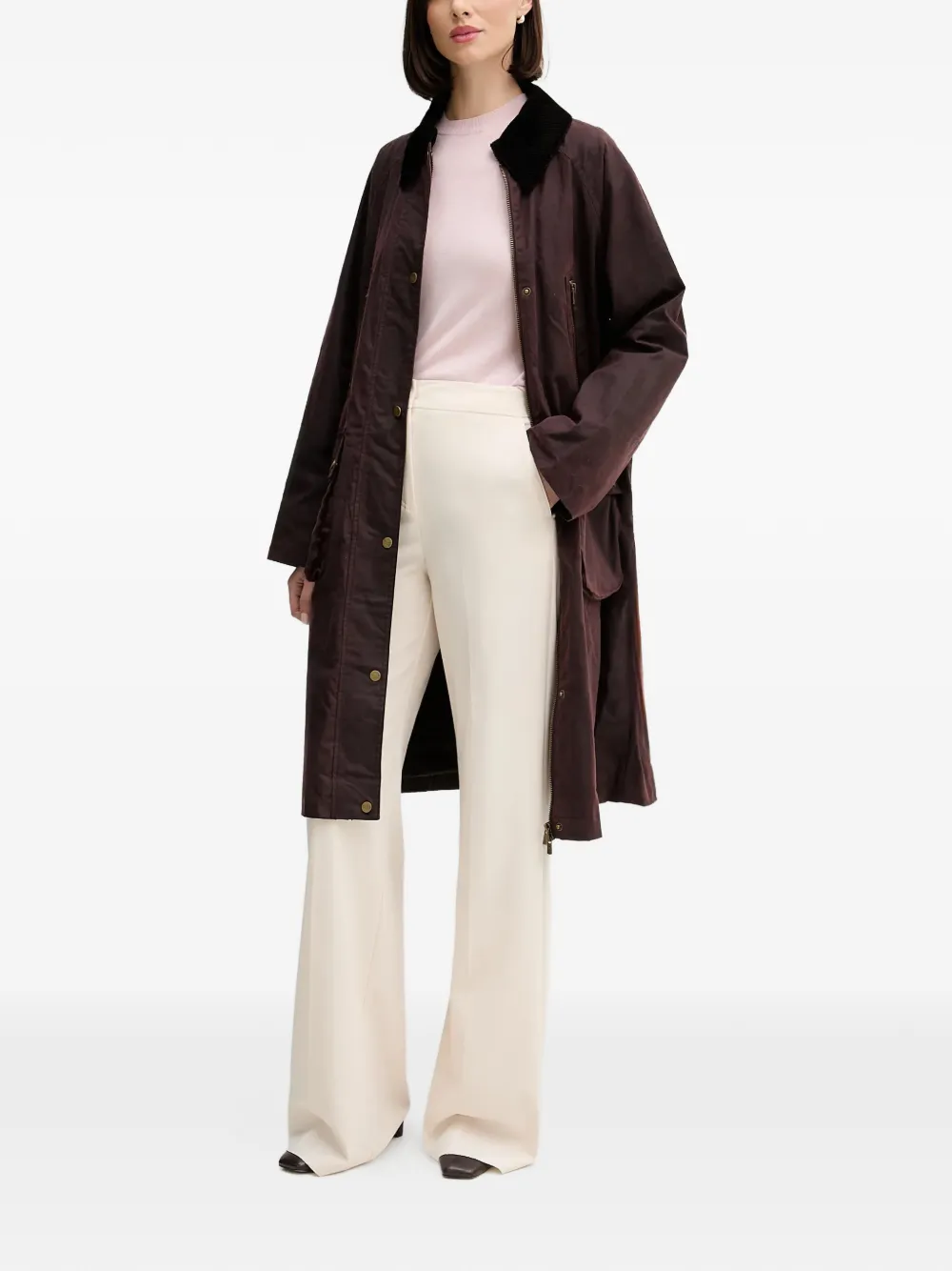  Hoss Intropia Damaris Button Corduroy-collar Trench - Brown 