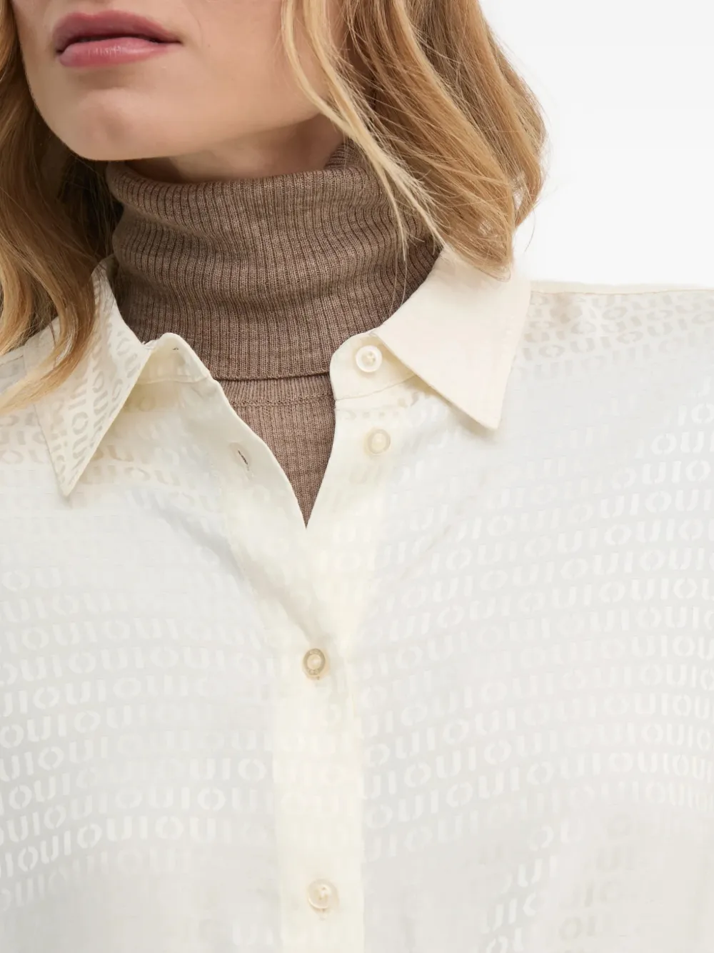 OUI Blouse met knopen en patroon Wit