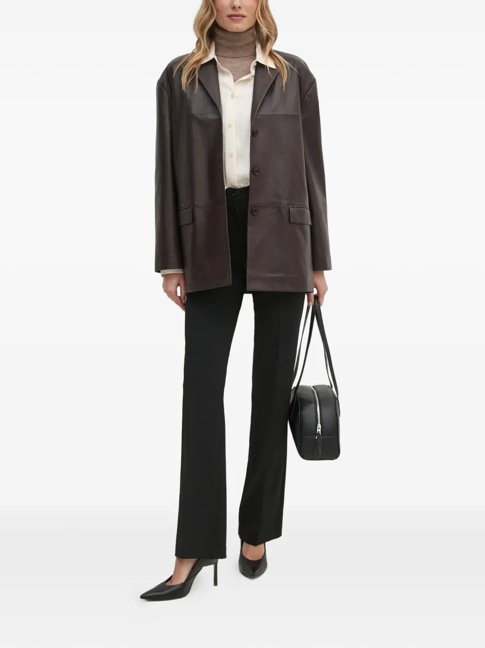  Oui Buttoned Patterned Shirt - White 
