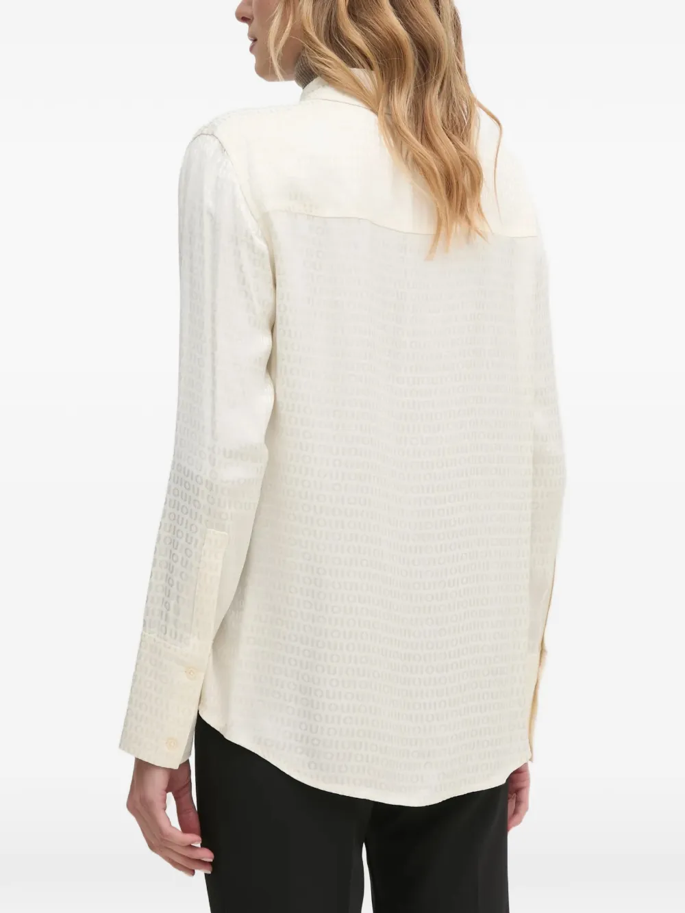  Oui Buttoned Patterned Shirt - White 
