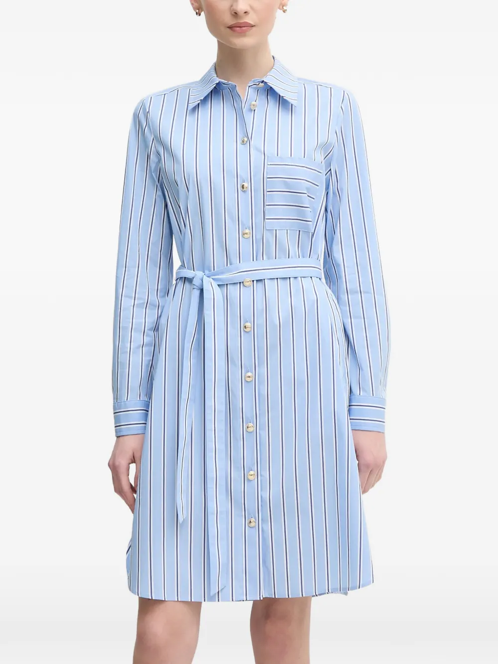 Marc Aurel striped belted mini shirt dress - Blu