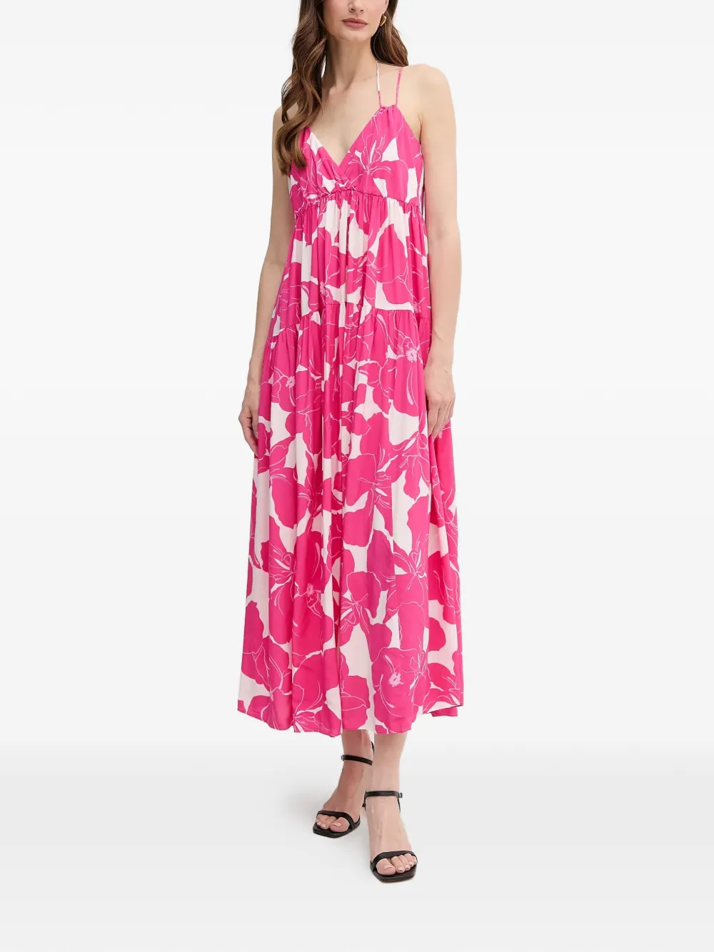 Marc Aurel floral-print V-neck maxi dress - Rosa