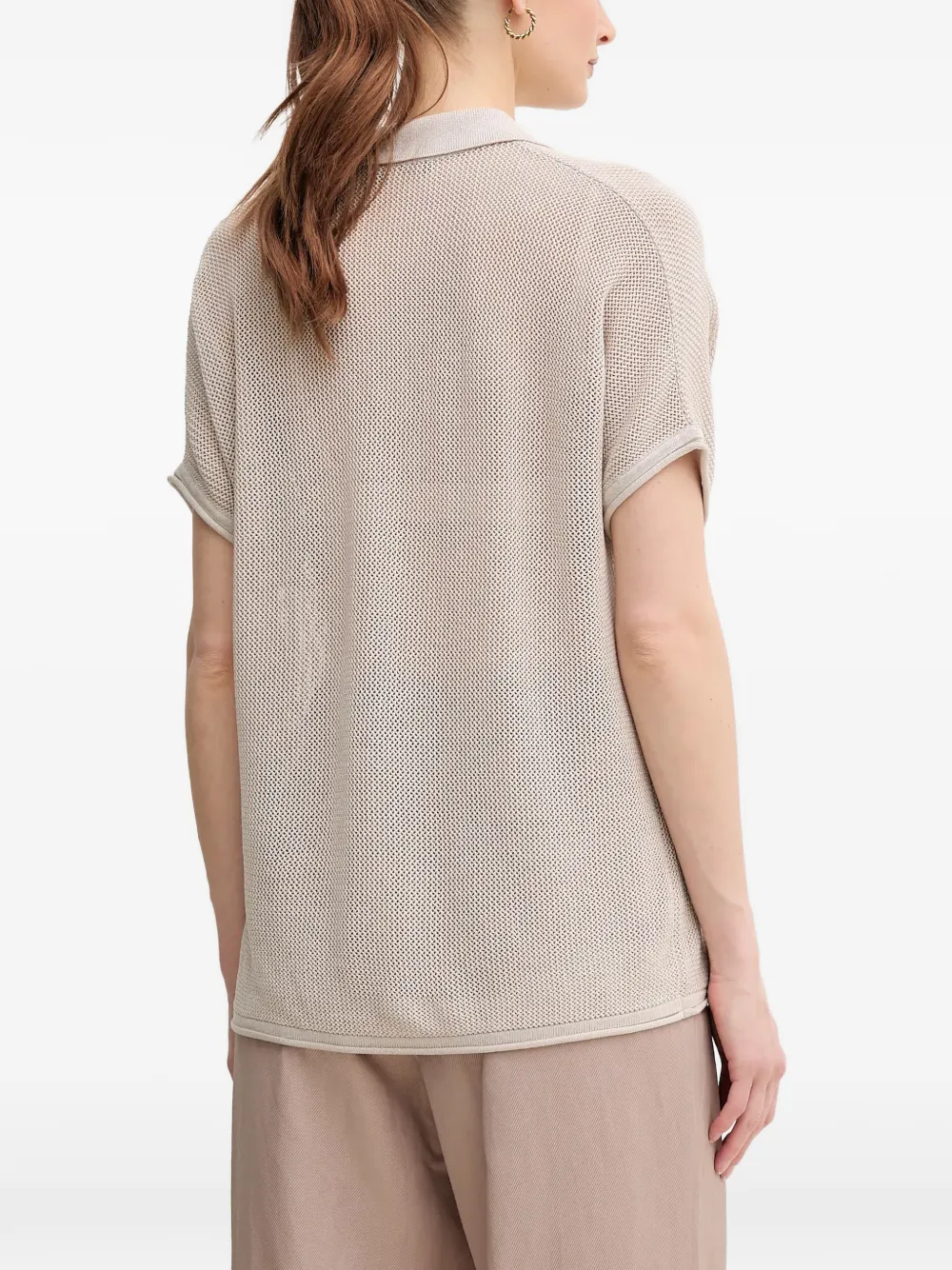 Marc Aurel Mesh V-neck T-shirt - Neutrals 