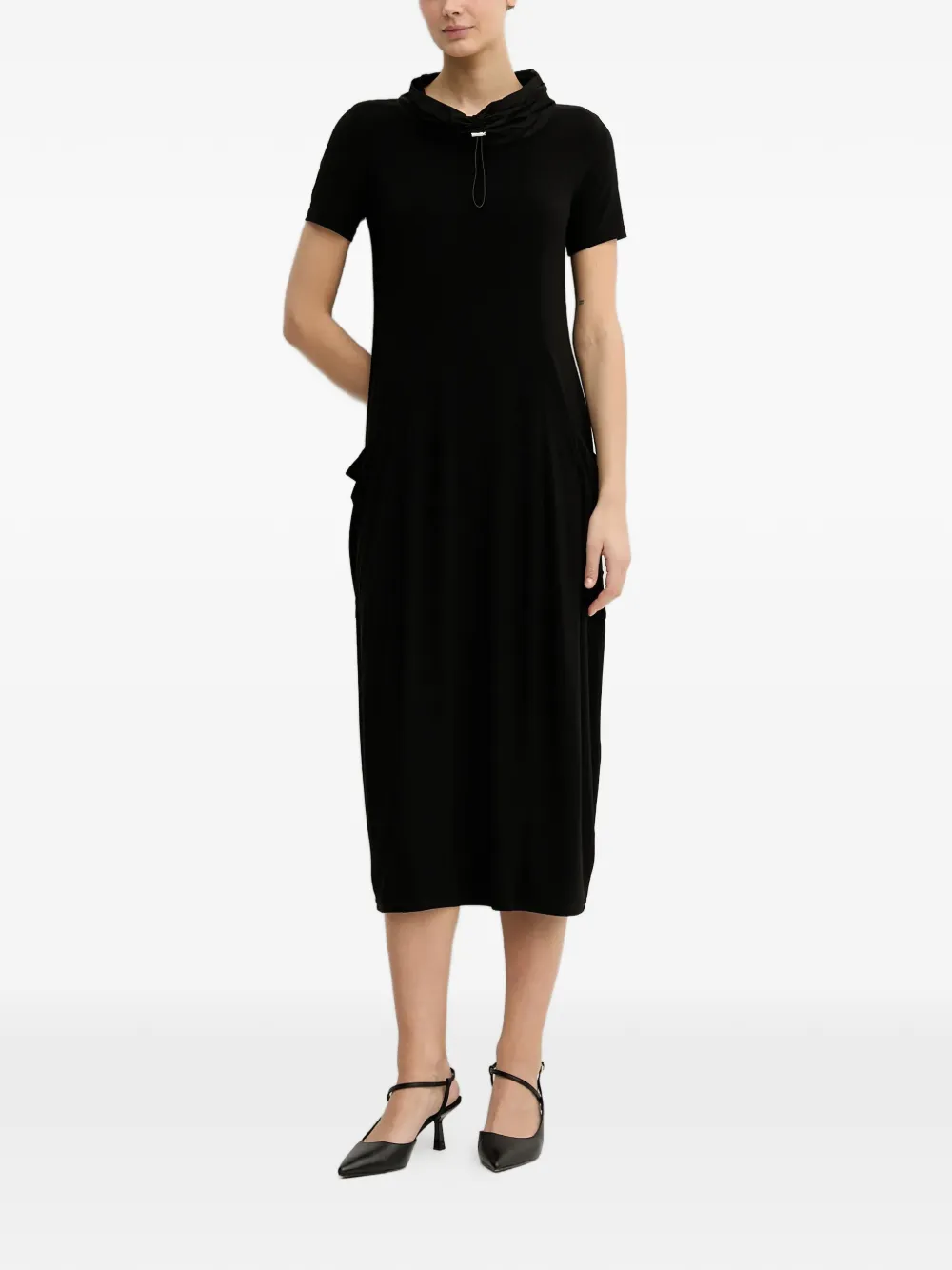 Joseph Ribkoff short-sleeve cowl-neck midi dress - Nero