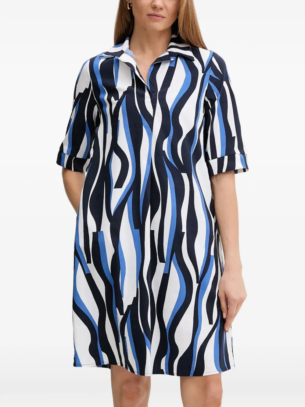 Joseph Ribkoff abstract pattern collared dress - Bianco