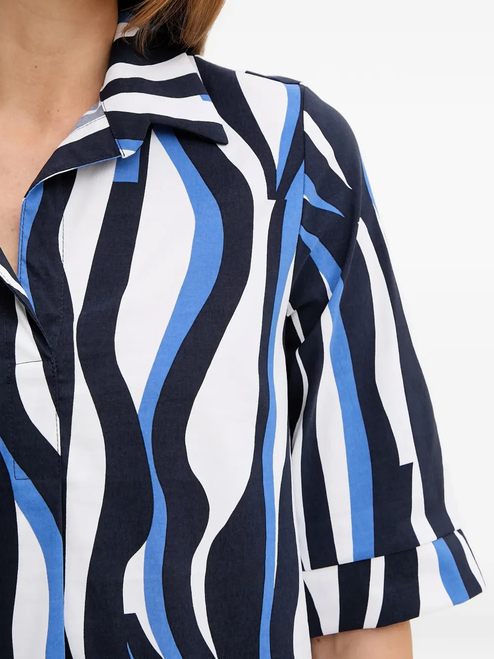 Joseph Ribkoff Jurk met abstract patroon en kraag Wit