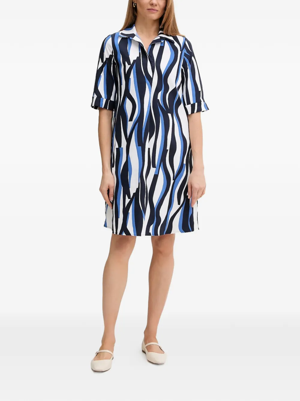  Joseph Ribkoff Abstract Pattern Collared Dress - White 