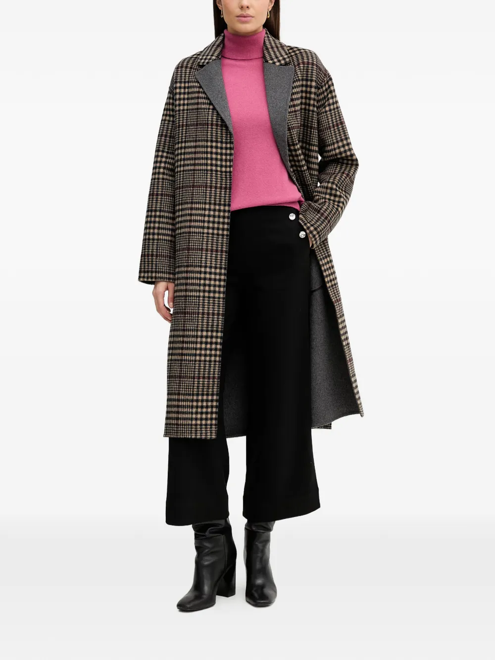  Joseph Ribkoff Checked Collared Coat - Neutrals 