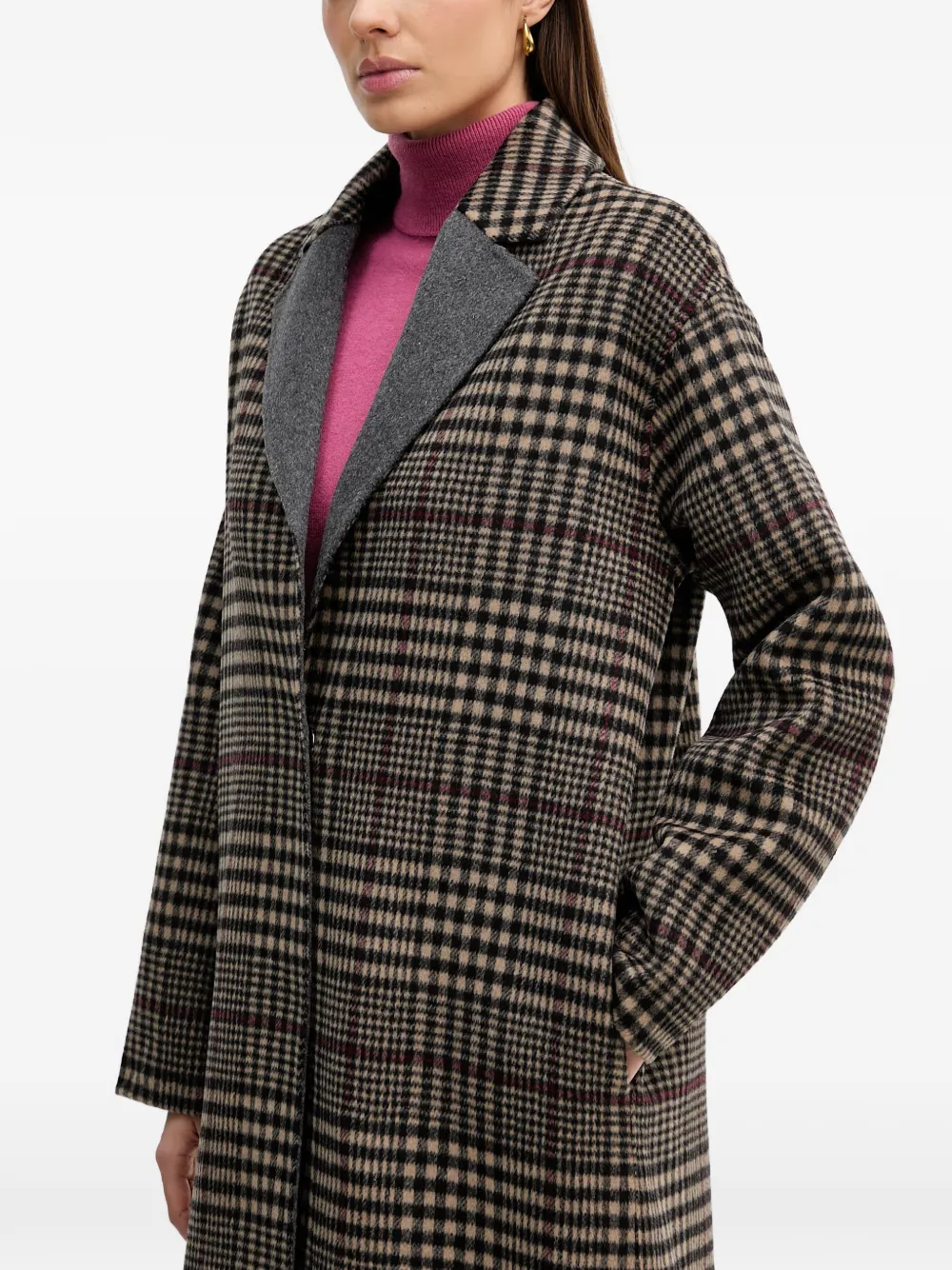 Joseph Ribkoff Geruite jas met kraag Beige
