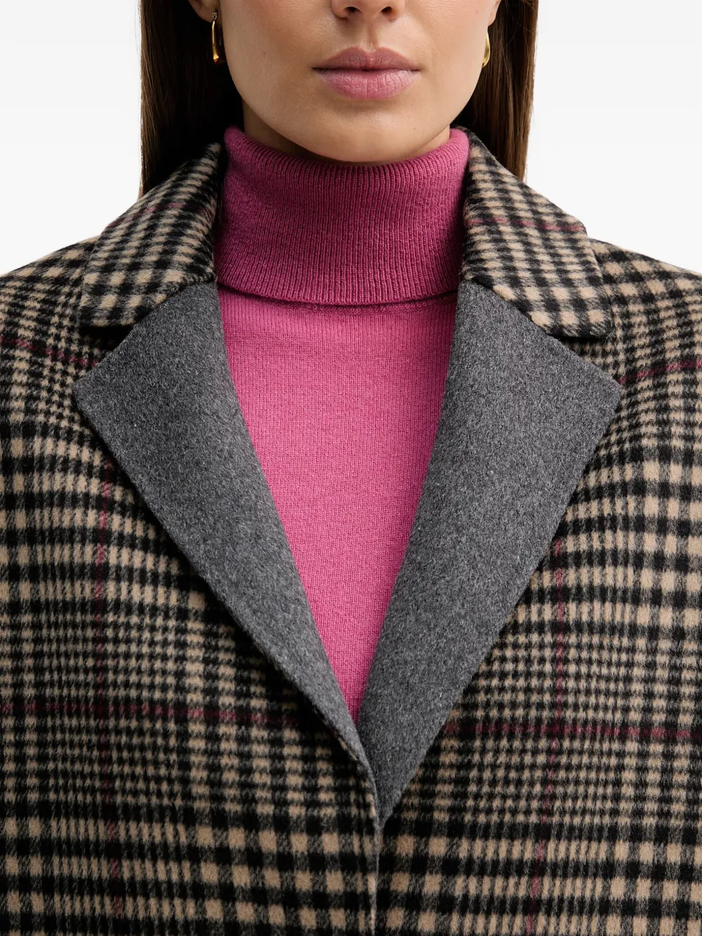 Joseph Ribkoff Geruite jas met kraag Beige