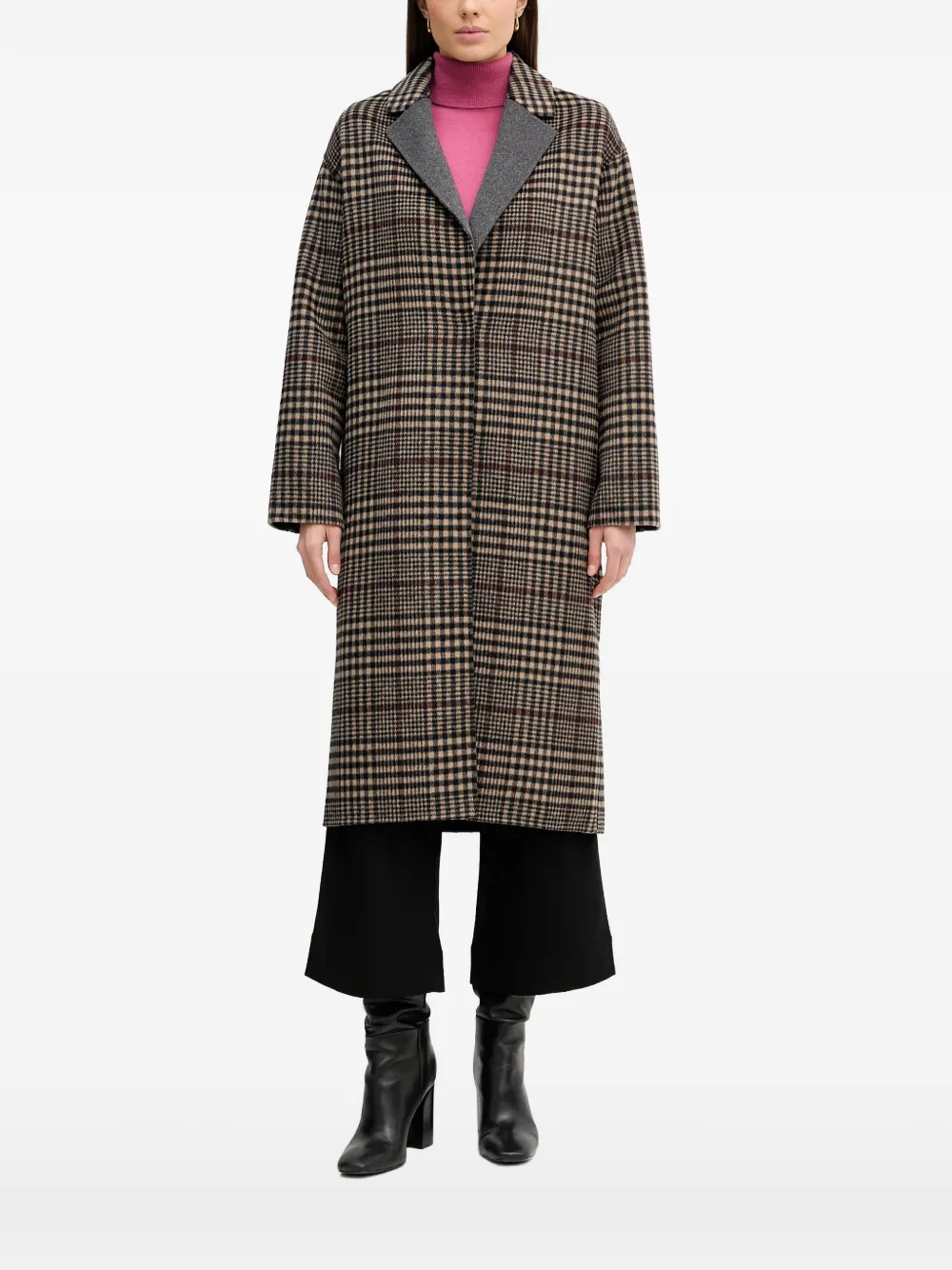 Joseph Ribkoff checked collared coat - Toni neutri