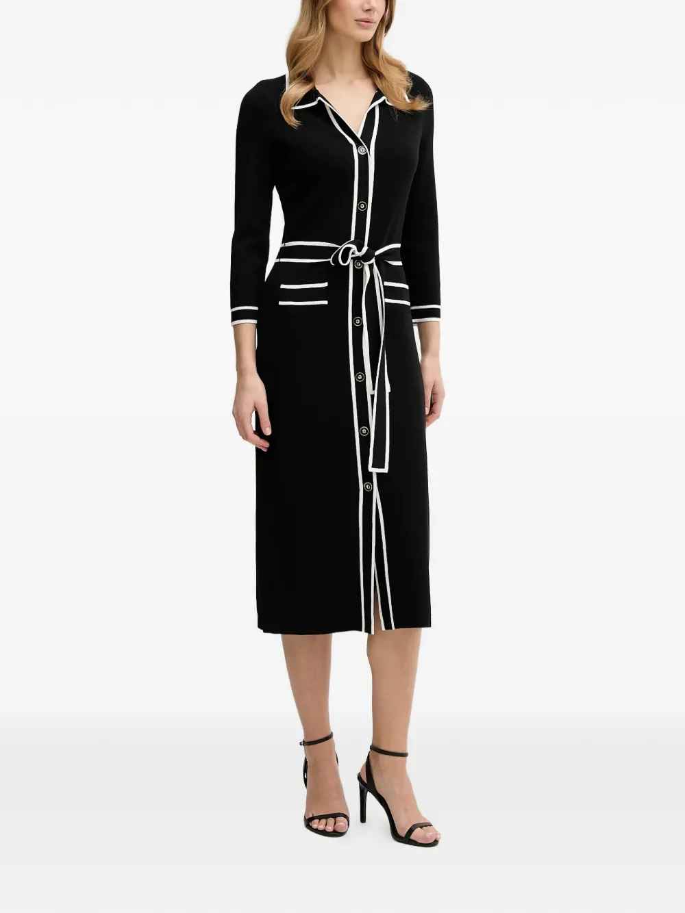  Joseph Ribkoff Buttoned Belted Midi Dress - Black 