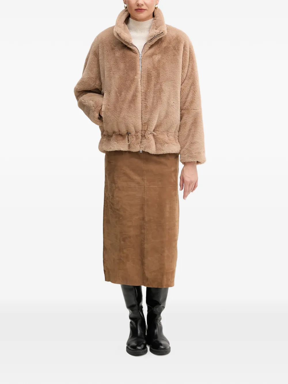  Marc Aurel Zip Faux-fur Jacket - Neutrals 
