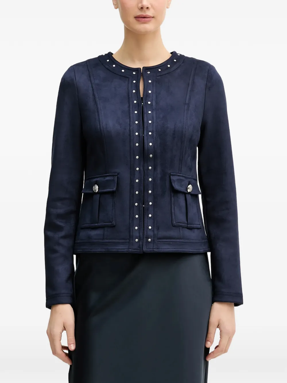 Joseph Ribkoff studded front-pocket jacket - Blu