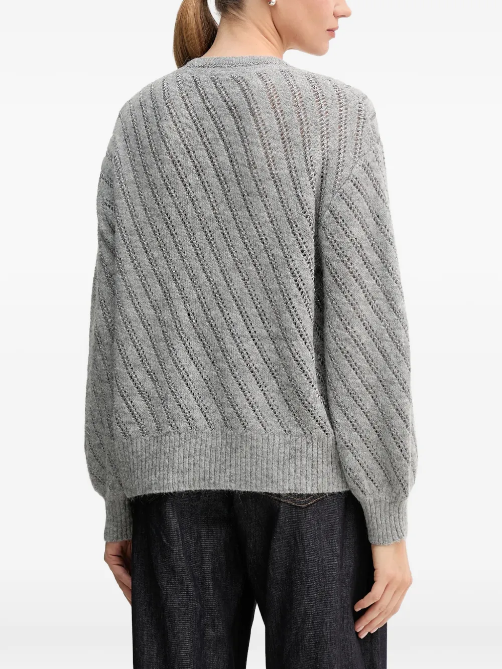  Marc Aurel V-neck Open-knit Sweater - Grey 