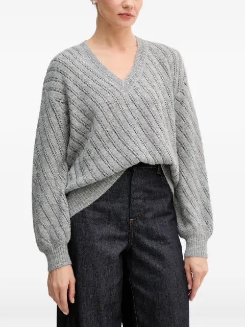 Marc Aurel V-neck open-knit sweater