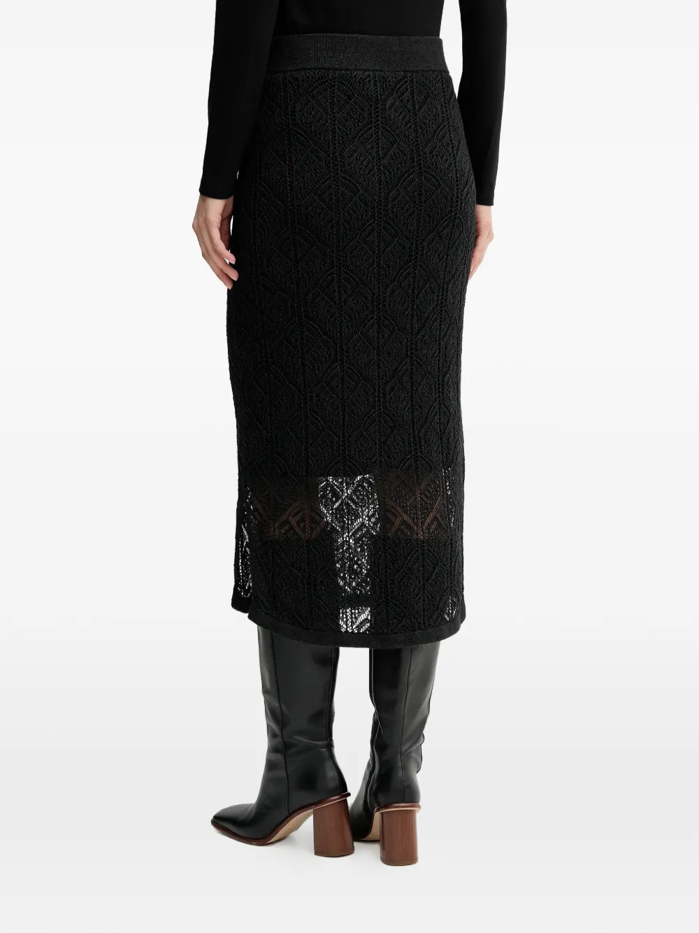 Joseph Ribkoff Lace Panel Skirt - Black 