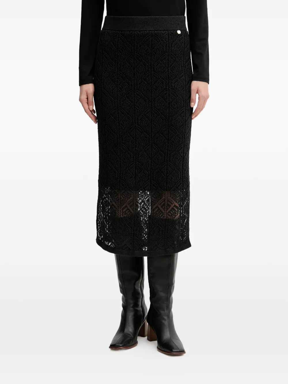 Joseph Ribkoff lace panel skirt - Nero