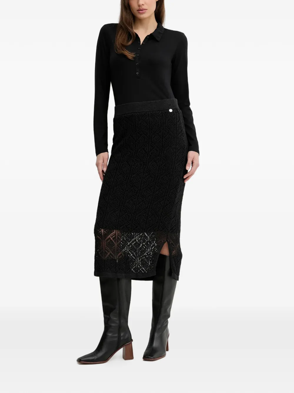  Joseph Ribkoff Lace Panel Skirt - Black 