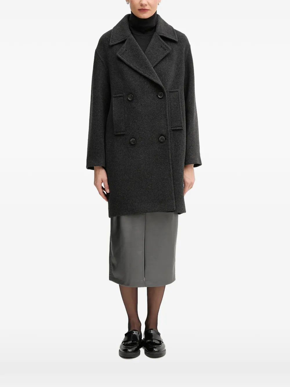 Marc Aurel pocket double-breasted coat - Grigio