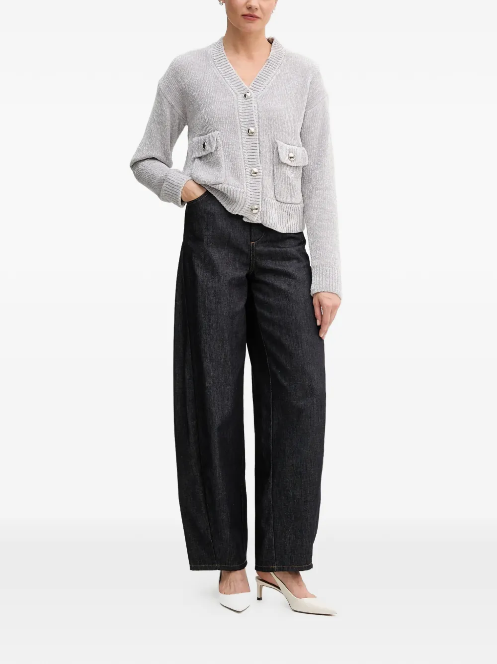  Marc Aurel Pocket Button Cardigan - Grey 