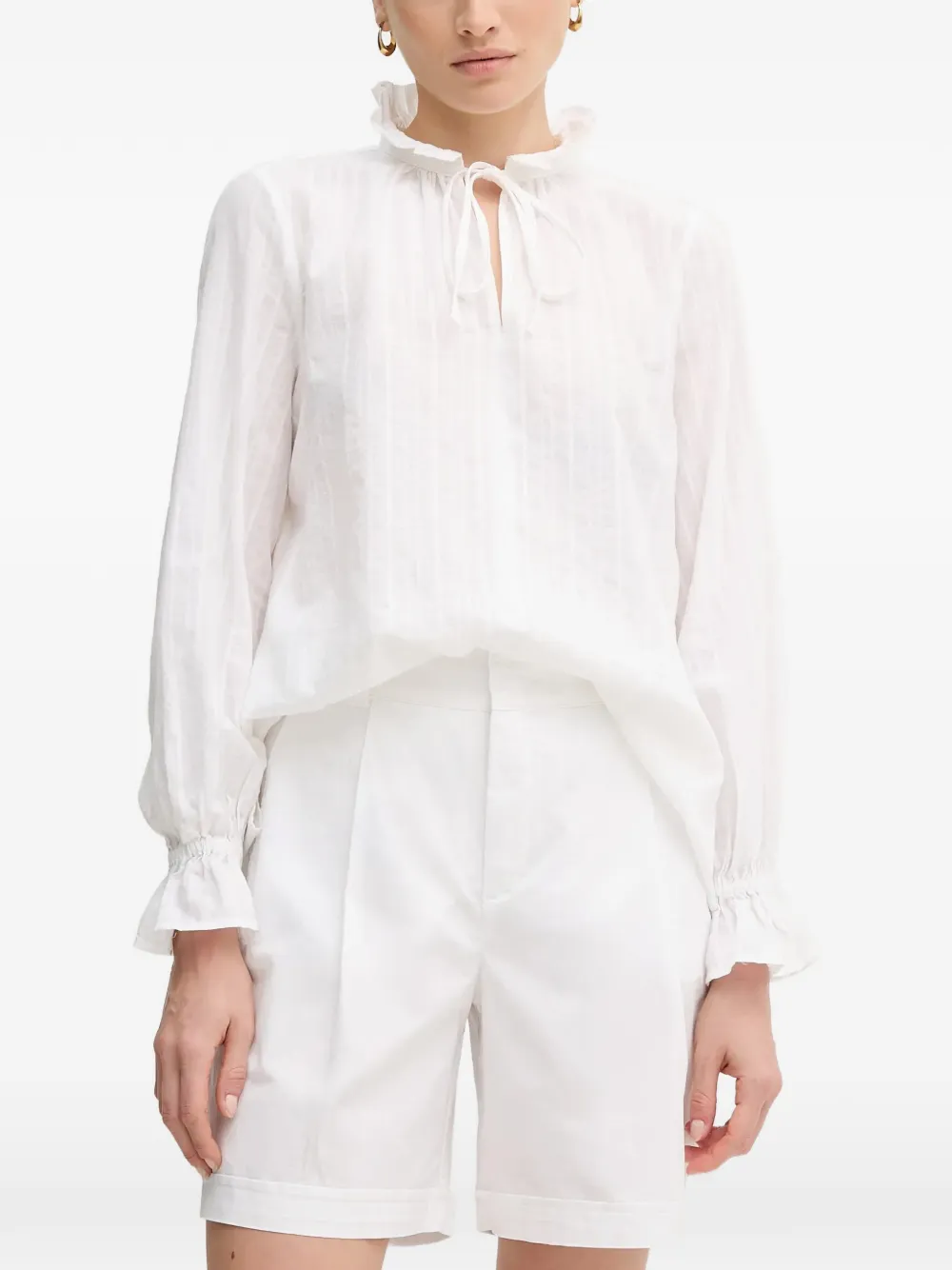 Marc Aurel ruffled tie top - Bianco