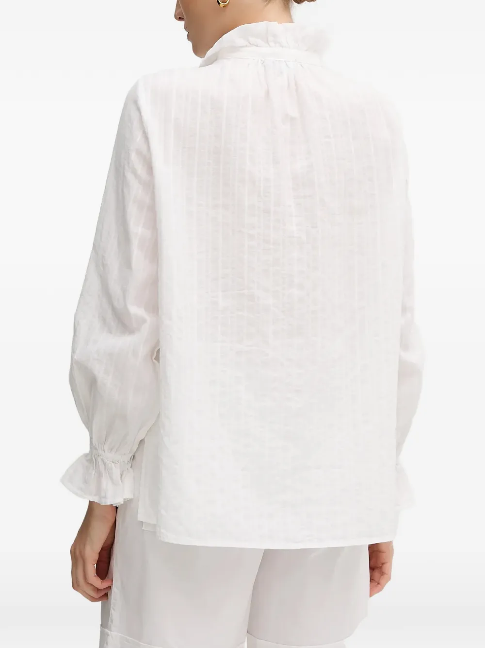  Marc Aurel Ruffled Tie Top - White 
