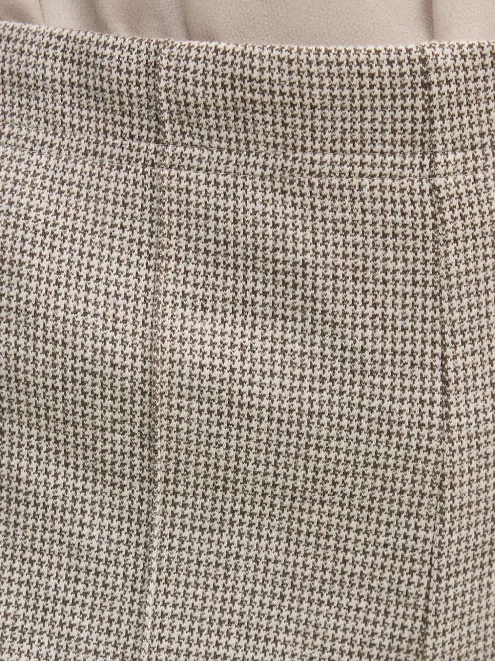 OUI Broek met pied-de-poule print Beige